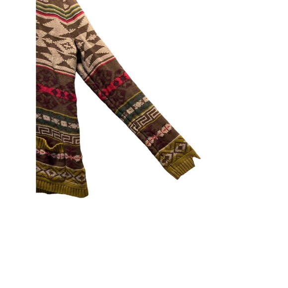 Eddie Bauer Southwestern Print Button Front Cardigan Beige Size S Boho Fall Cozy - Picture 11 of 15